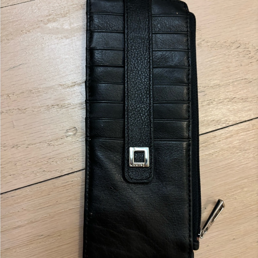 Black leather travel wallet
